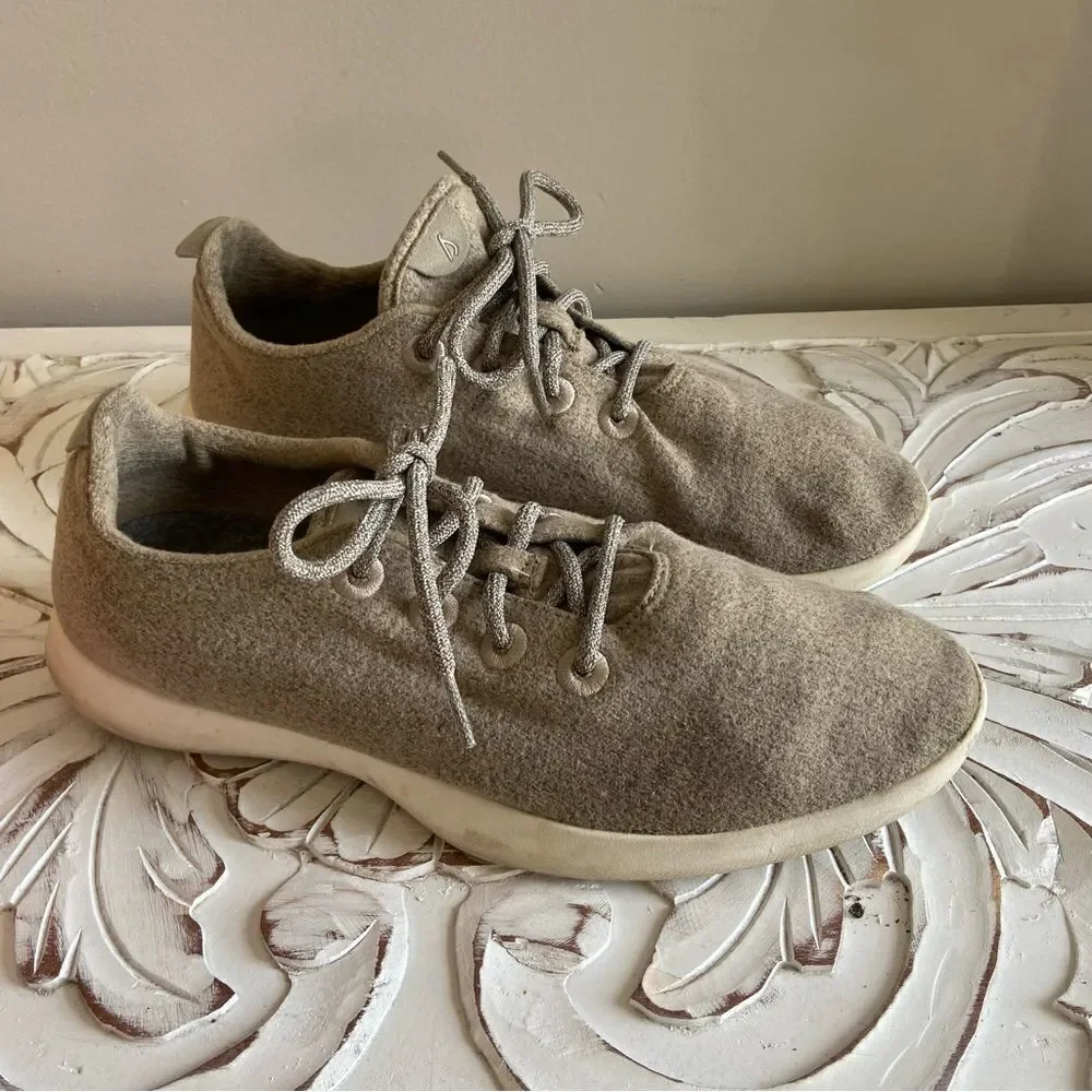 Allbirds Mens Wool Runner Tan Running Shoes Size 12